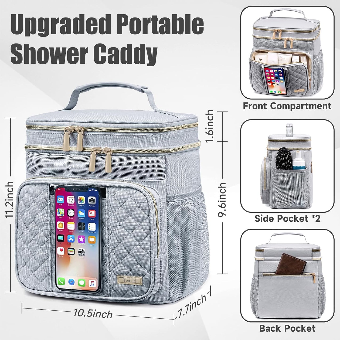 Large Toiletry Bag for Women Men,Bathroom Bag,Water Resistant Shower Bag,Makeup Bag,Portable Shower Caddy for College Dorm,Hanging Travel Toiletry Bag with Transparent Waterproof Phone Pocket