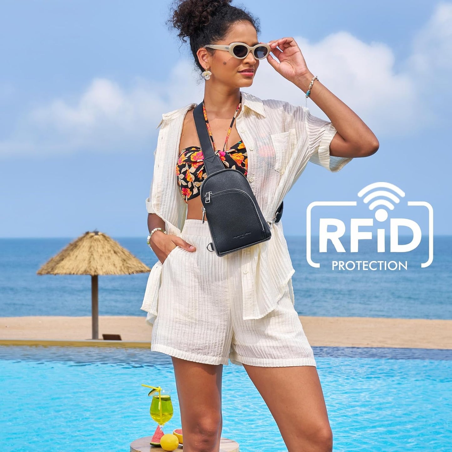 INICAT RFID Blocking Sling Bag Anti Theft Crossbody Bags for Women Travel Fanny Pack Cross Body for Woman Chest Bag
