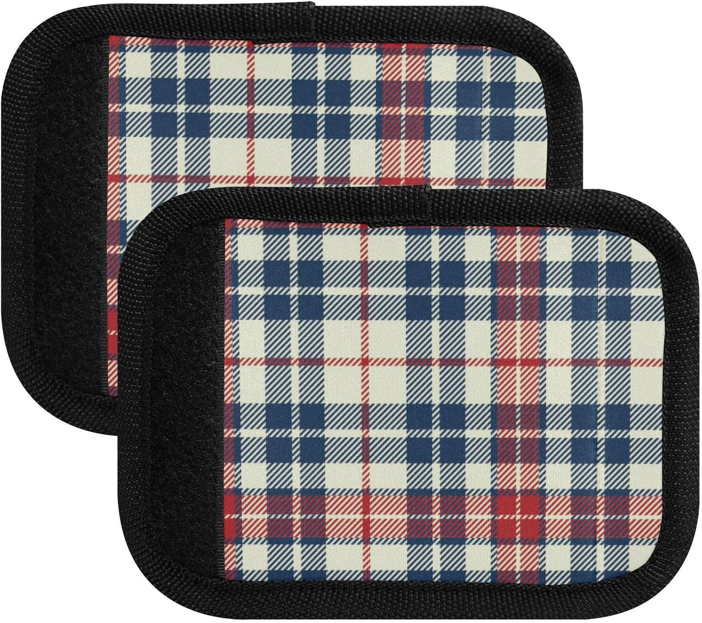 4Pcs Luggage Handle Wrap Suitcase Identifier Handle Covers Tags Soft Travel Bags Luggage Handle Gripper Accessories for Airplane Flying Plaid Black Red