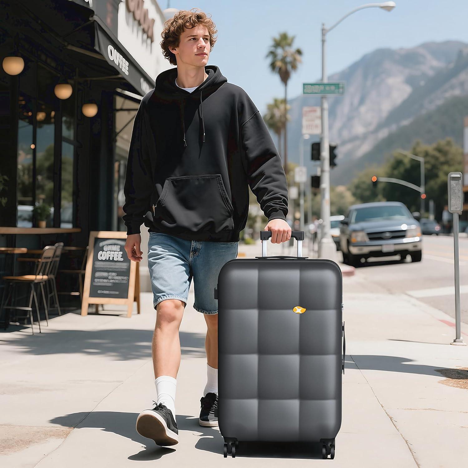MGB 28 Inch Luggage with Spinner Wheels, Large checked Lightweight Hardside Suitcase with PC