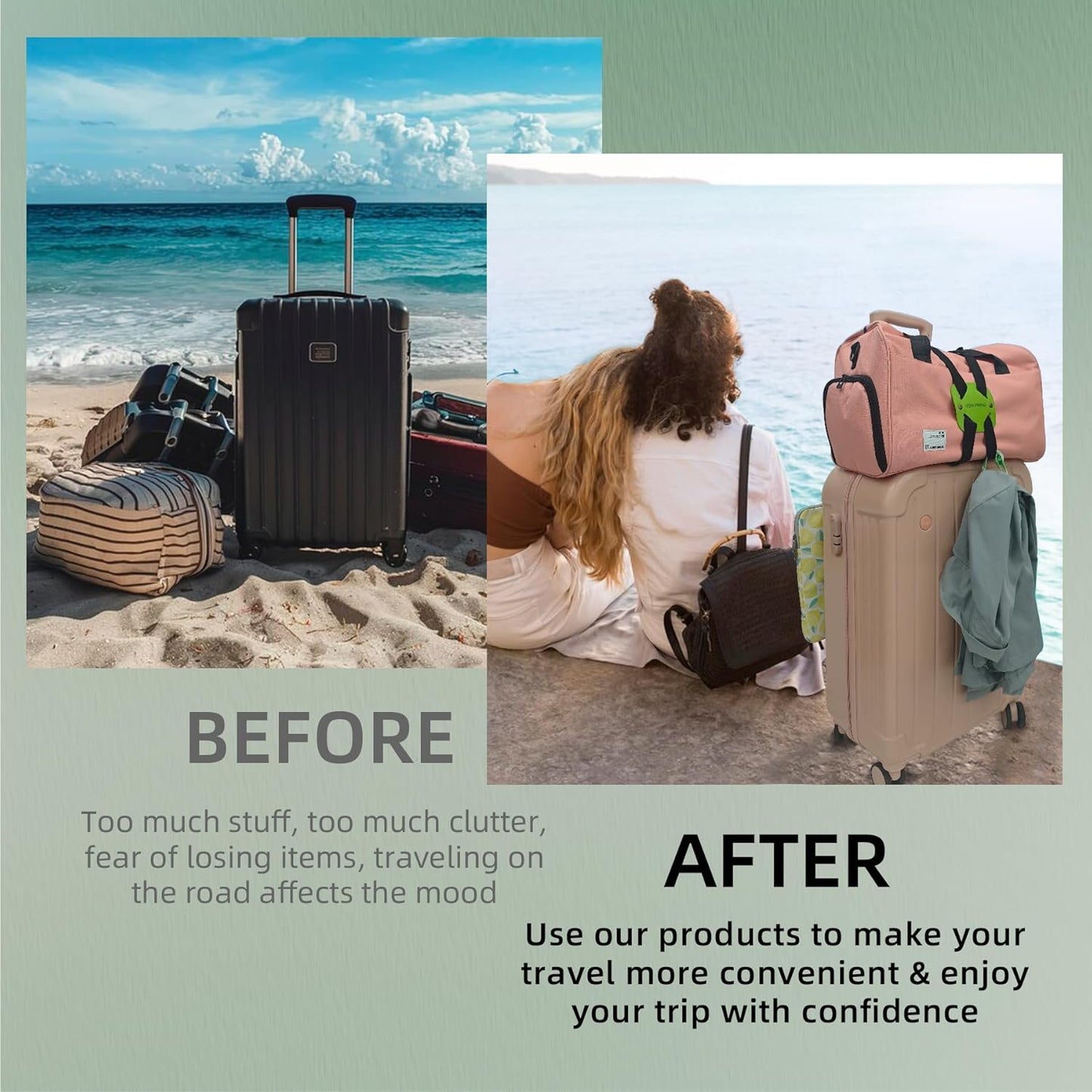 Luggage Straps Bag Bungees, Adjustable TSA-Approved – High Elastic Suitcase Belt for Securing Carry-On (1 Pack Green)