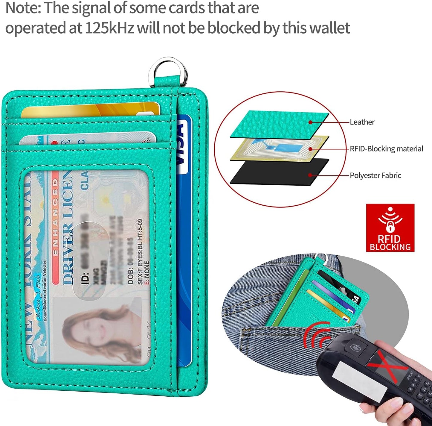 EcoVision Slim Minimalist Front Pocket Wallet, RFID Blocking Credit Card Holder Wallet with Detachable D-Shackle for Men Women