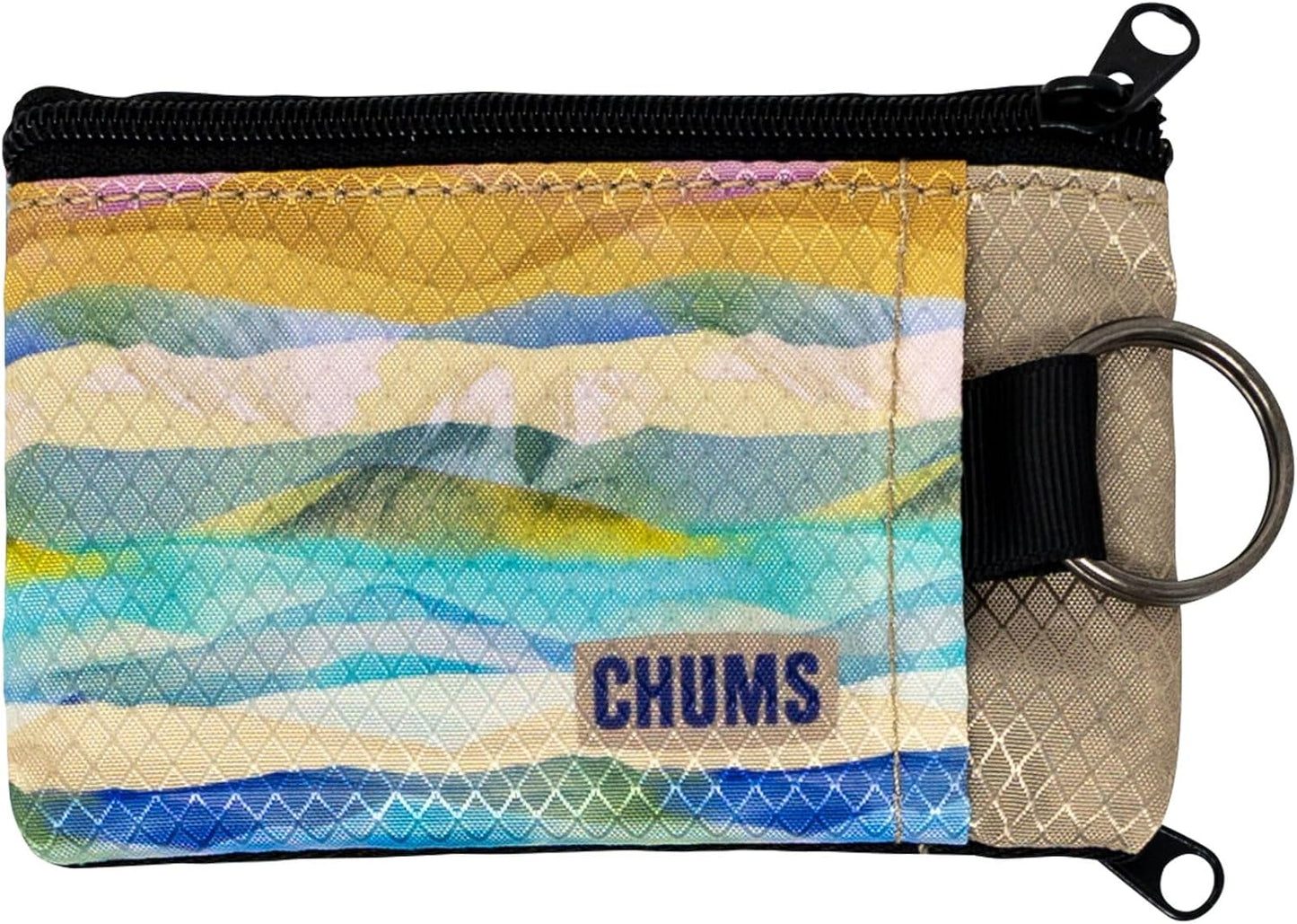 Chums Surfshorts Wallet - Lightweight Slim Wallet w/ RFID Blocking Card - Zippered, Minimalist Wallet w/Key Ring - Patterns
