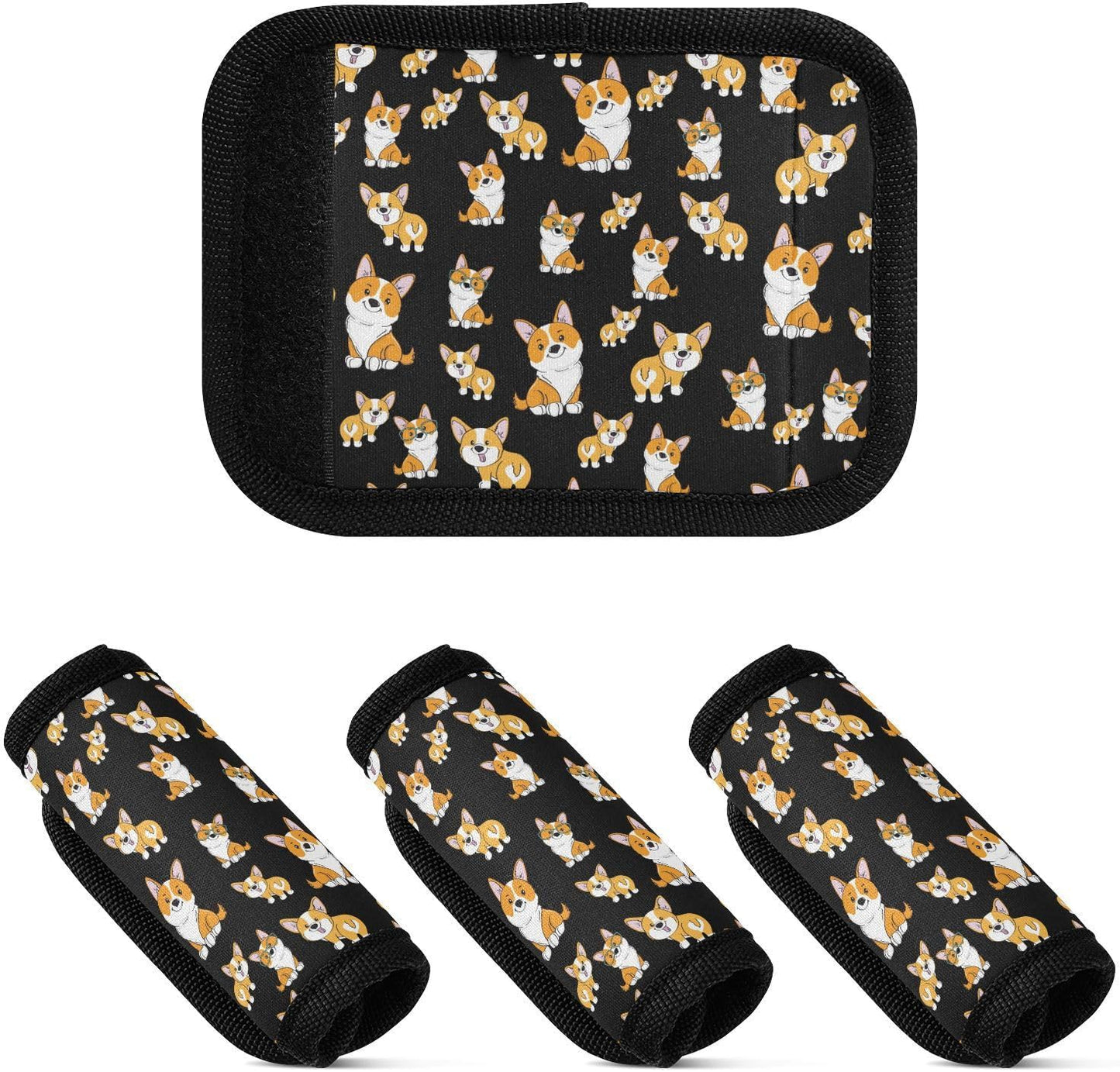 Cute Corgi 2 Pack Luggage Handle Wrap for Suitcase Luggage Identifier Travel Tags Handle Protection Sleeve Cover