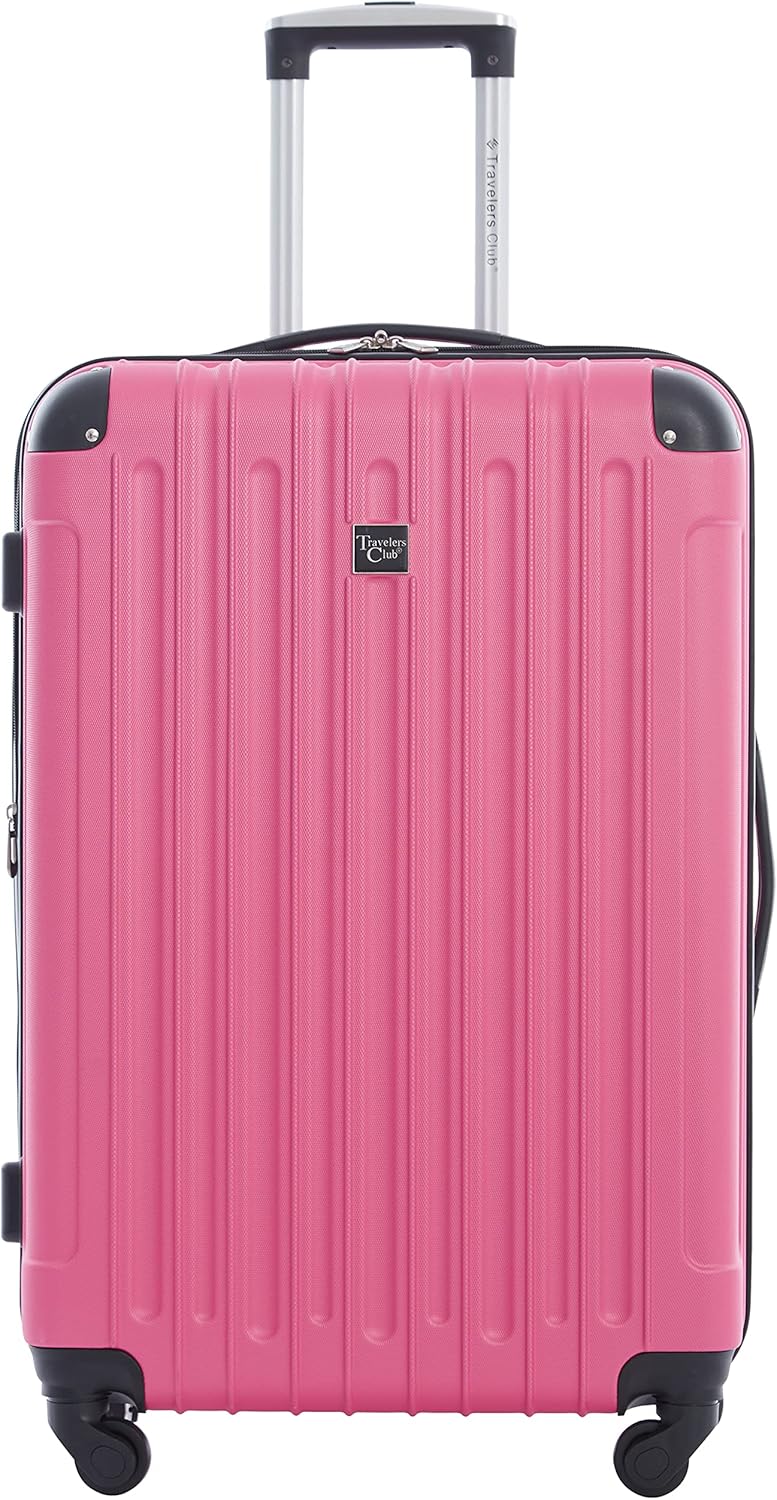 Travelers Club Midtown Hardside Luggage Travel, Bubble Gum, 4-Piece Set
