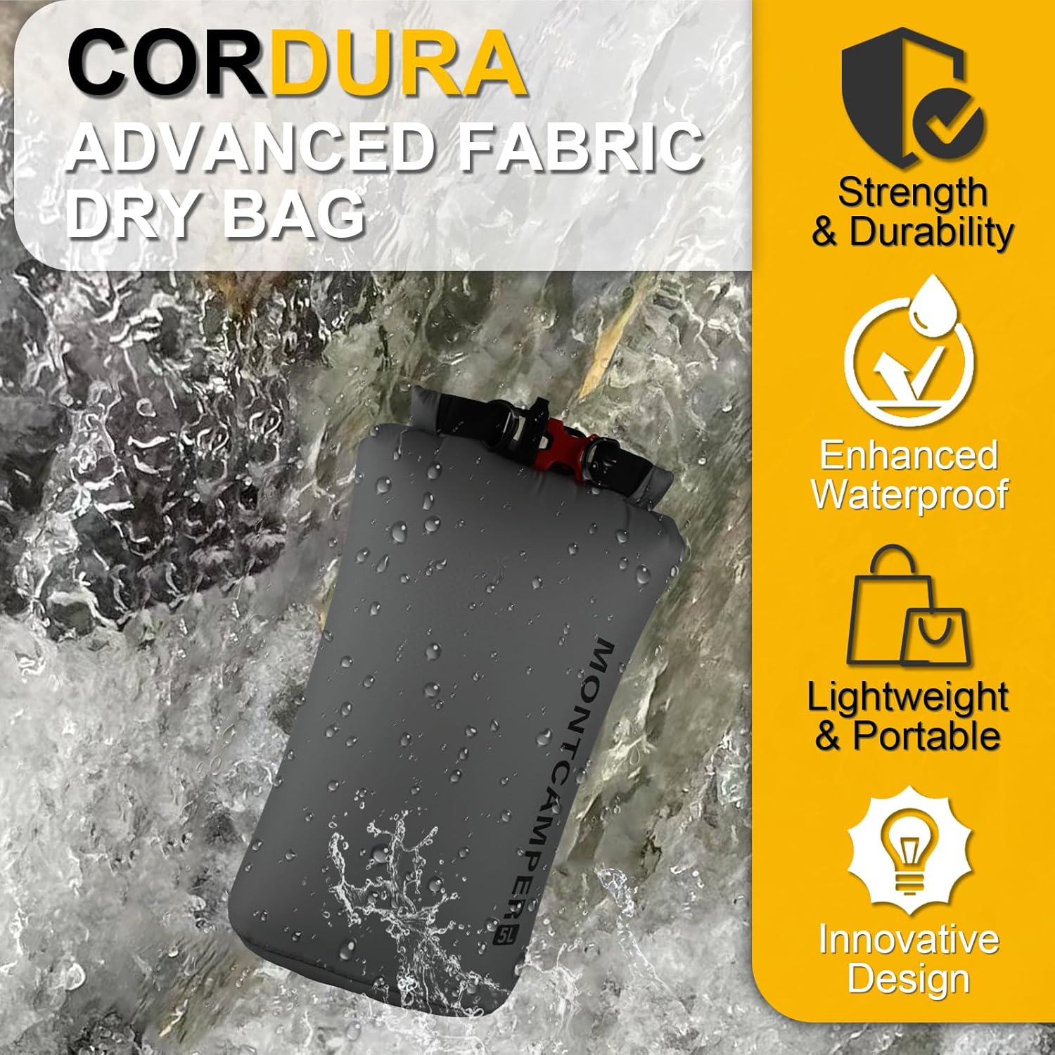 CORDURA Waterproof Dry Bag-Upgraded Tear-Resistant Roll Top Sack with Survival Whistle