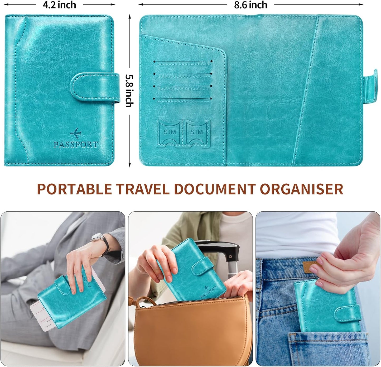Herain Passport Holder for Travel Cruise Essentials, Passport Cover Wallet Case Women Men Family, RFID Passports Book Holders Travels Gifts Must Haves Accessories
