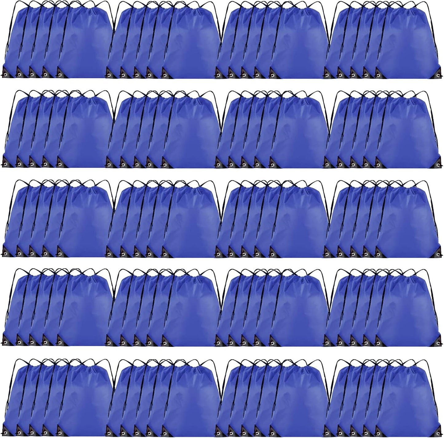 Drawstring Backpack Bulk 100Pcs Cinch Bag, Polyester Drawstring Bags for Gym Beach Sports Short Trip Party (Navy Blue)