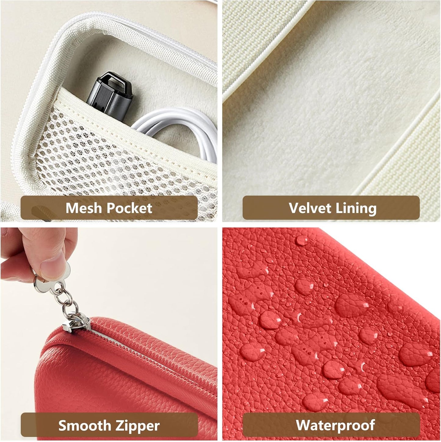 Digital Camera Case for CAMKORY, KODAK PIXPRO FZ45/FZ55, Canon IXUS 285 HS, Lecran, Small Travel Compact Camera Holder with Mesh Pocket for Accessories SD Card (Tomato Red)