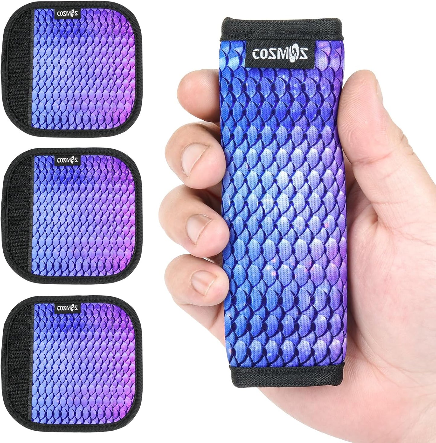 Cosmos 4 Pcs Luggage Handle Wraps Soft Neoprene Grip Handle Cover Detachable Luggage Identifier for Luggage Suitcase Travel Bag Trolley Case Travel Accessories (Scales Pattern (4 Pcs))