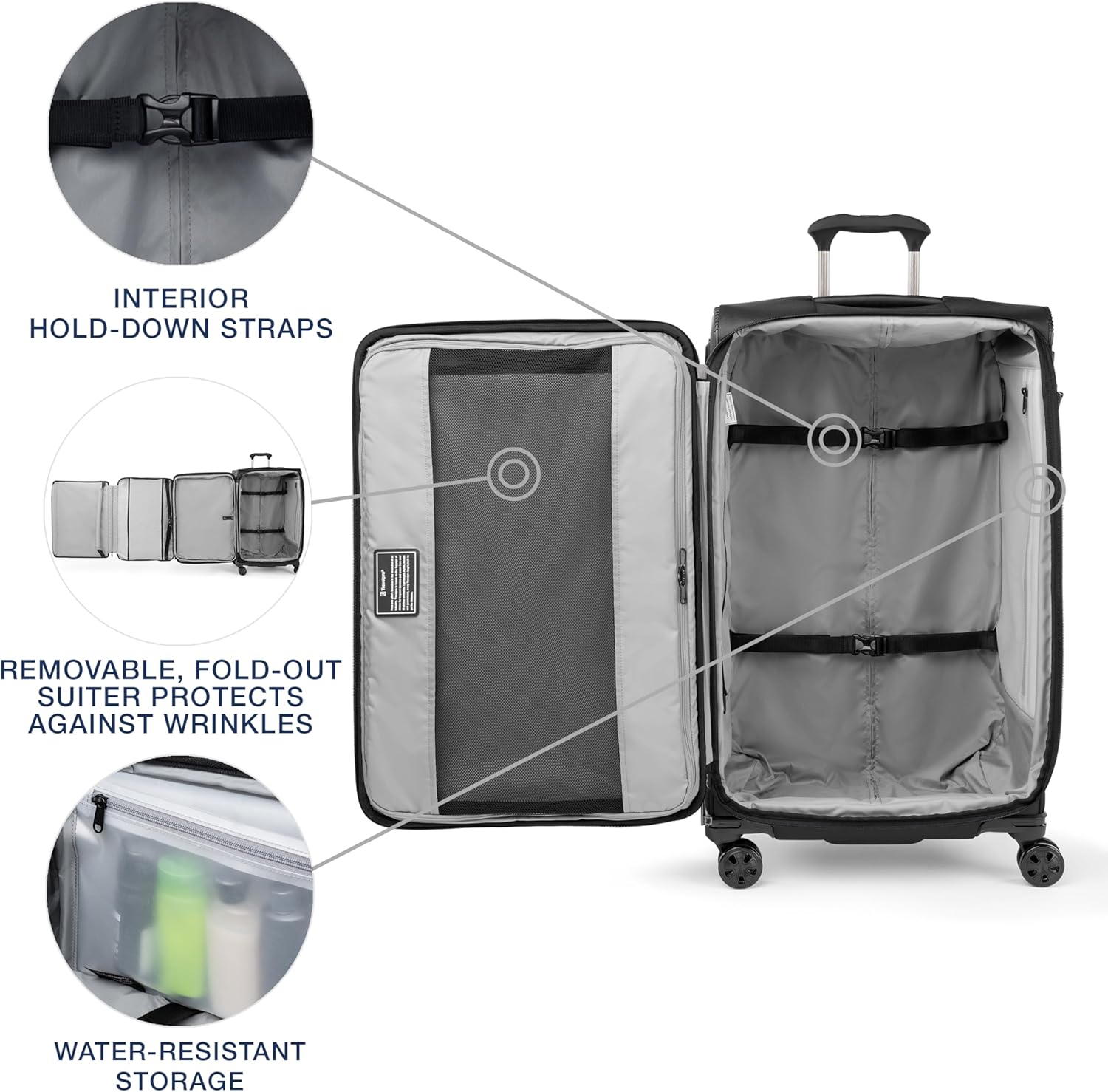 Travelpro Crew Classic Lightweight Softside Expandable Checked Luggage, 8 Wheel Spinner Suitcase