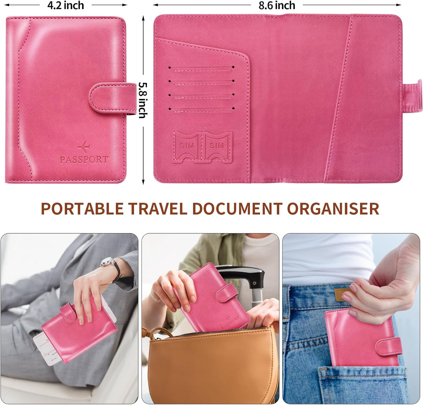 Herain Passport Holder for Travel Cruise Essentials, Passport Cover Wallet Case Women Men, RFID Passports Book Holders Travels Gifts Must Haves Accessories