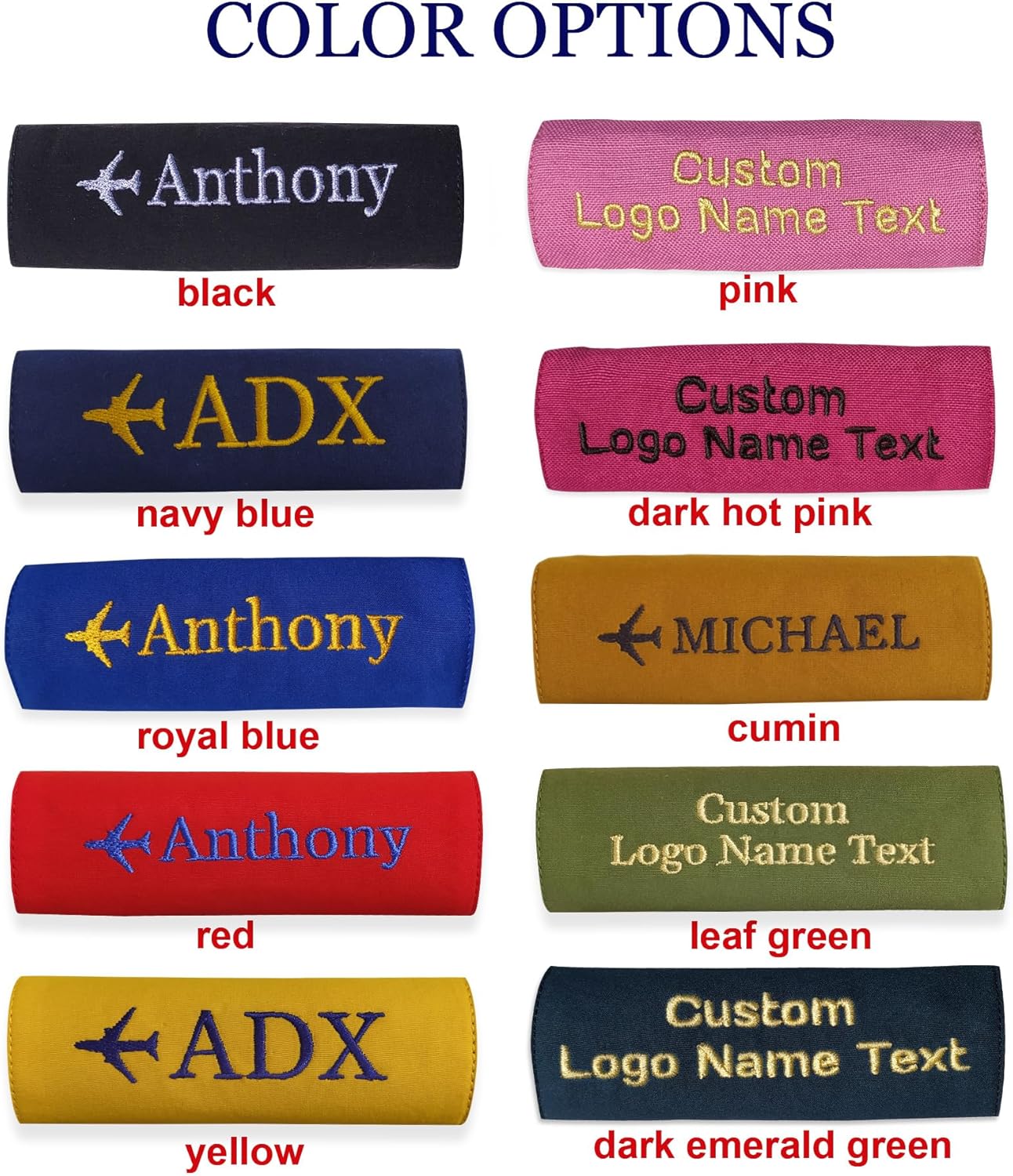 Personalized Luggage Handle Wrap Finder | Custom Embroidered Icon Monograms or Short Text ID Tag | Cover Identifier Marker for Suitcase or Bag | Grips Accessories for Travel by ACORD EU (Royal Blue)