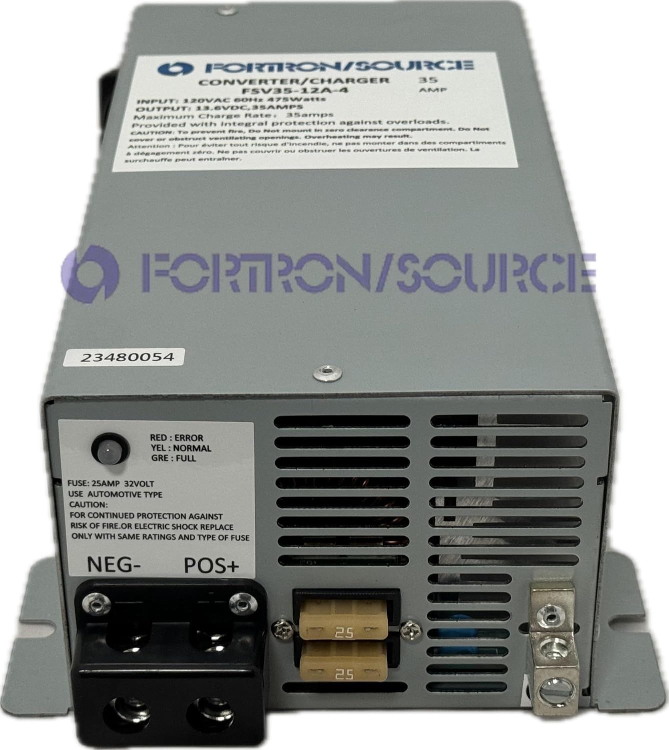 RV Power Converter | 35 Amp | 4-Stage Battery Charger | Fortron/Source SRV Series Power Supply | AC-DC Converts 120VAC to 13.75VDC | FSV35-12A-4