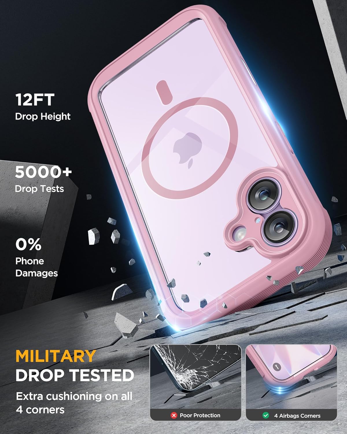 Miracase for iPhone 17 Case 6.3'', Full-Body Military Grade Drop Protection Outdoor Phone case with Built-in Glass Screen &Camera Control,Easy Installation,No Gap,Compatible with MagSafe, Purple