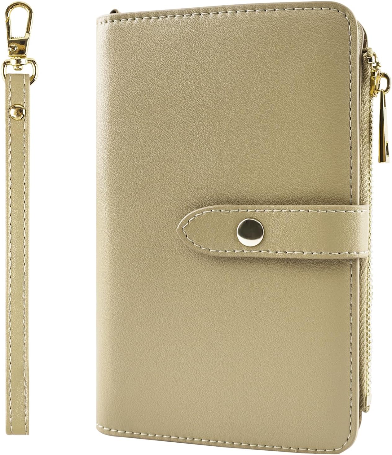 Real Leather Wallet Waterproof RFID Passport Holder Family Travel Black (Khaki)