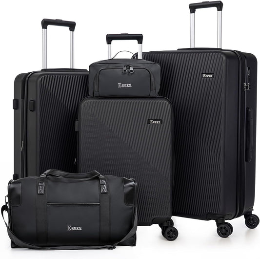 Expandable Luggage Sets 5 Piece,Suitcases with Detachable Wheels,ABS Hard Case Luggage with TSA Lock Spinner Wheels,Carry On Luggage Set