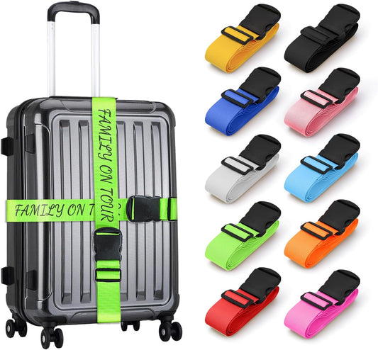 Personalized Luggage Straps for Suitcases 4 Packs Customized Adjustable Suitcase Strap with Embroidery Name/Text, Travel Belt with Quick Release Buckle, Accessory for Travel Bag Closure