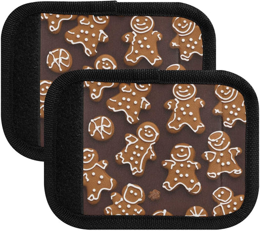 Brown Christmas Gingerbread Man 2 Pack Luggage Handle Wraps Covers for Suitcase Identifiers Bag Tags Travel Accessories