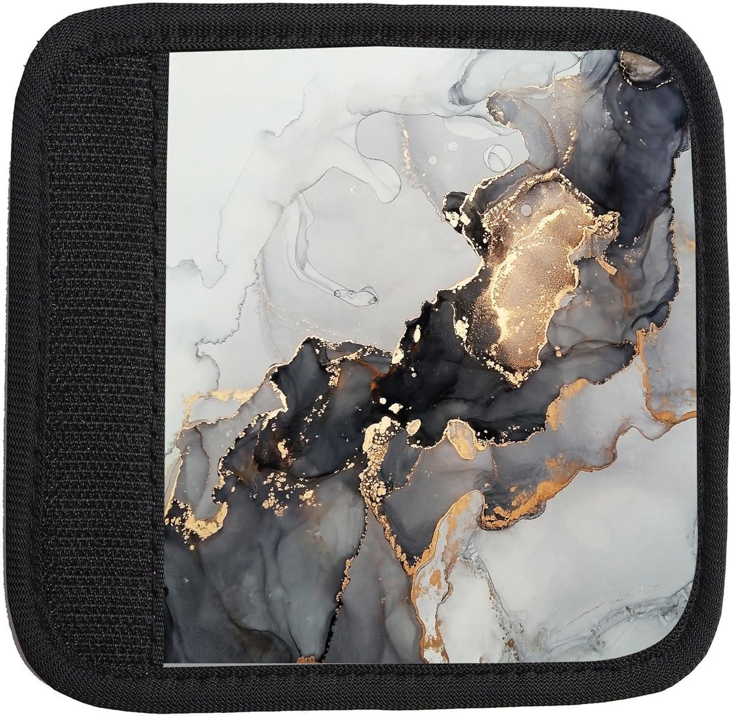 2 Pack Luggage Handle Wrap Travel Tags - Set of Luggage Tags for Suitcases, Identifiers, Marker, and Handle Covers - Cruise Accessories and Travel Gifts（Gold Black White Marble