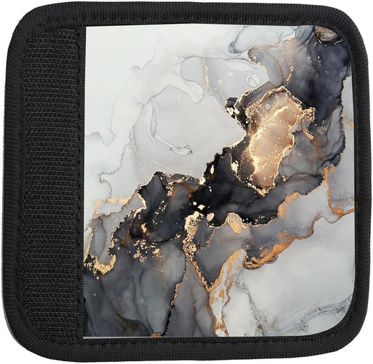 2 Pack Luggage Handle Wrap Travel Tags - Set of Luggage Tags for Suitcases, Identifiers, Marker, and Handle Covers - Cruise Accessories and Travel Gifts（Gold Black White Marble