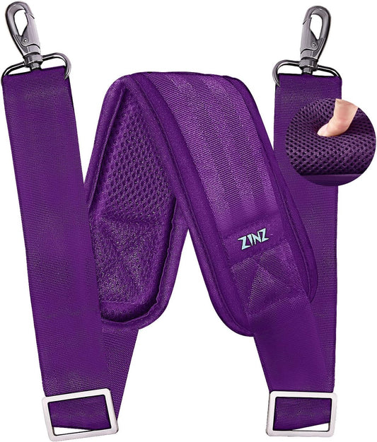 ZINZ 79 inch Shoulder Strap, Extra-thick Fixed Cushion Pad and Dual Clasps Universal Replacement Strap with Metal Swivel Hooks for Laptop Bags, Luggage Bags, Camera, Crossbody (200cm,Purple)