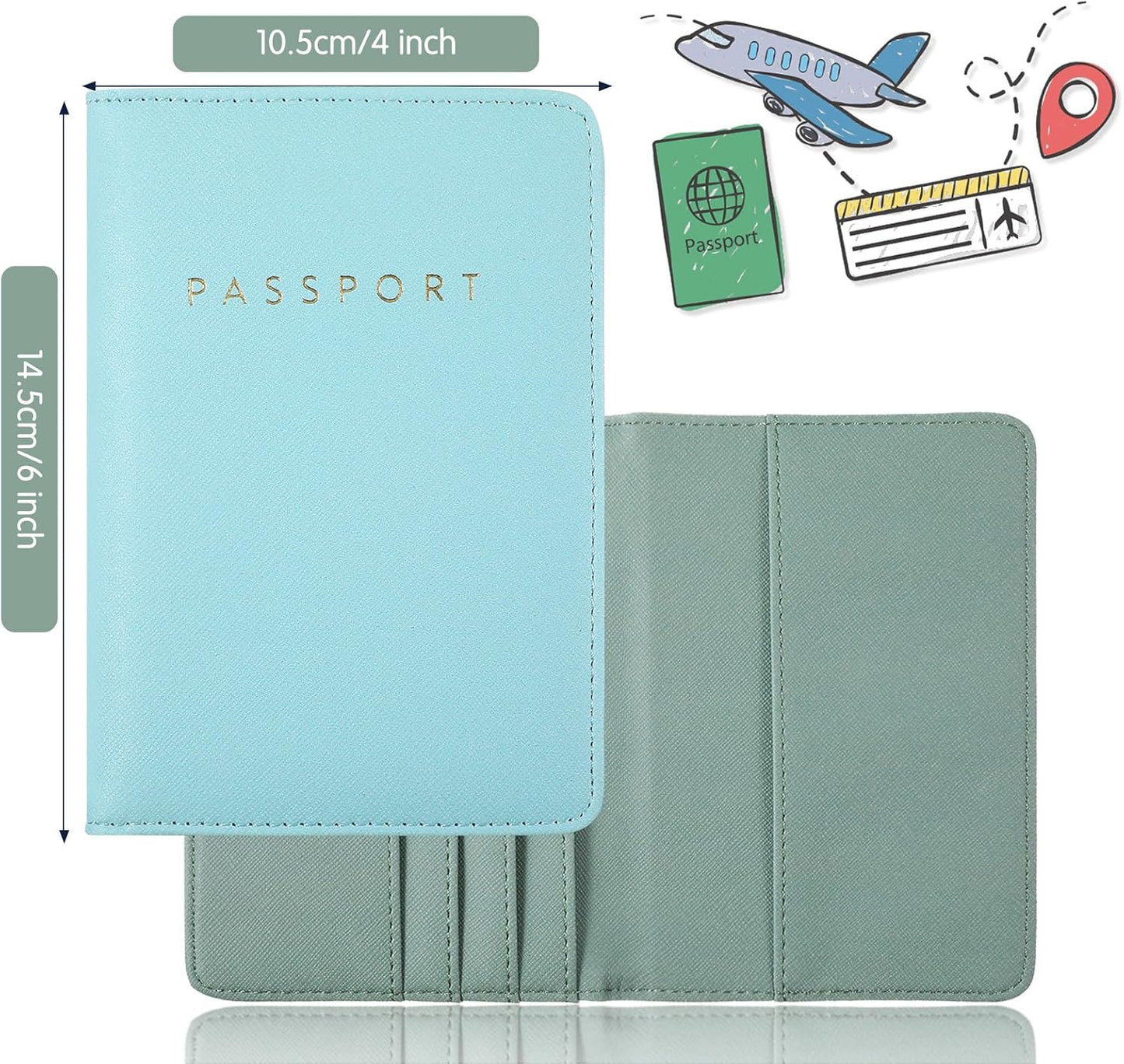 Frienda 2 Pieces Bridal Passport Covers Holder Waterproof Leather Holder Covers Travel Wallet Passport Case for Women and Men
