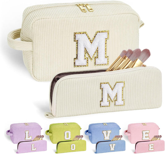 YOOLIFE Initial Travel Makeup Bag Cosmetic Bag - Teen Girl Gifts Trendy Stuff Friend Birthday Gifts for Women Teen Girl Kids