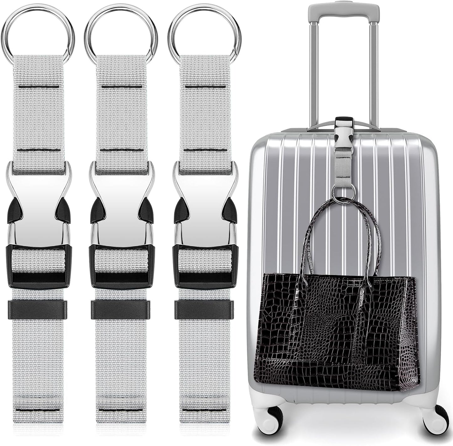 Amylove 3 Pcs Add a Bag Luggage Straps Gripper Heavy Duty Jacket Valises Strap for Travel Belt with Buckle Adjustable Baggage