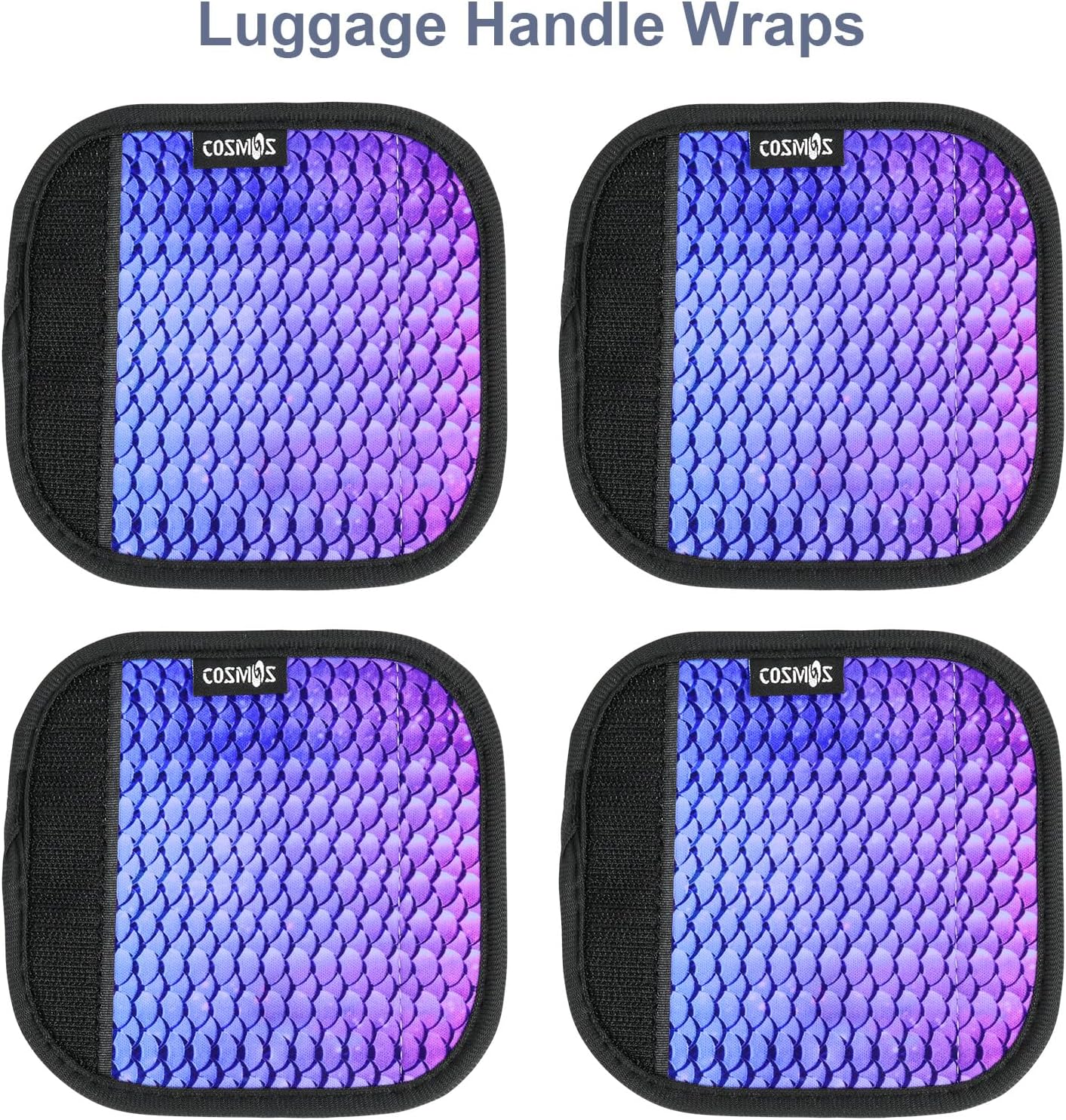 Cosmos 4 Pcs Luggage Handle Wraps Soft Neoprene Grip Handle Cover Detachable Luggage Identifier for Luggage Suitcase Travel Bag Trolley Case Travel Accessories (Scales Pattern (4 Pcs))