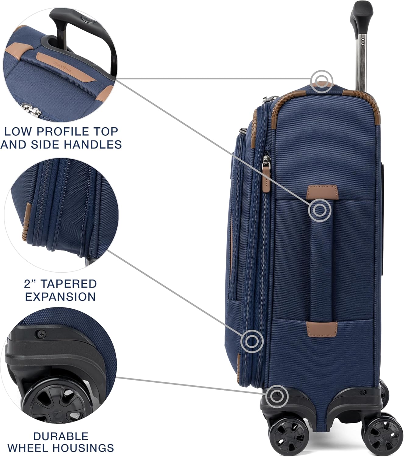 Travelpro Crew Classic Lightweight Softside Expandable Carry on Luggage, 8 Wheel Spinner Suitcase