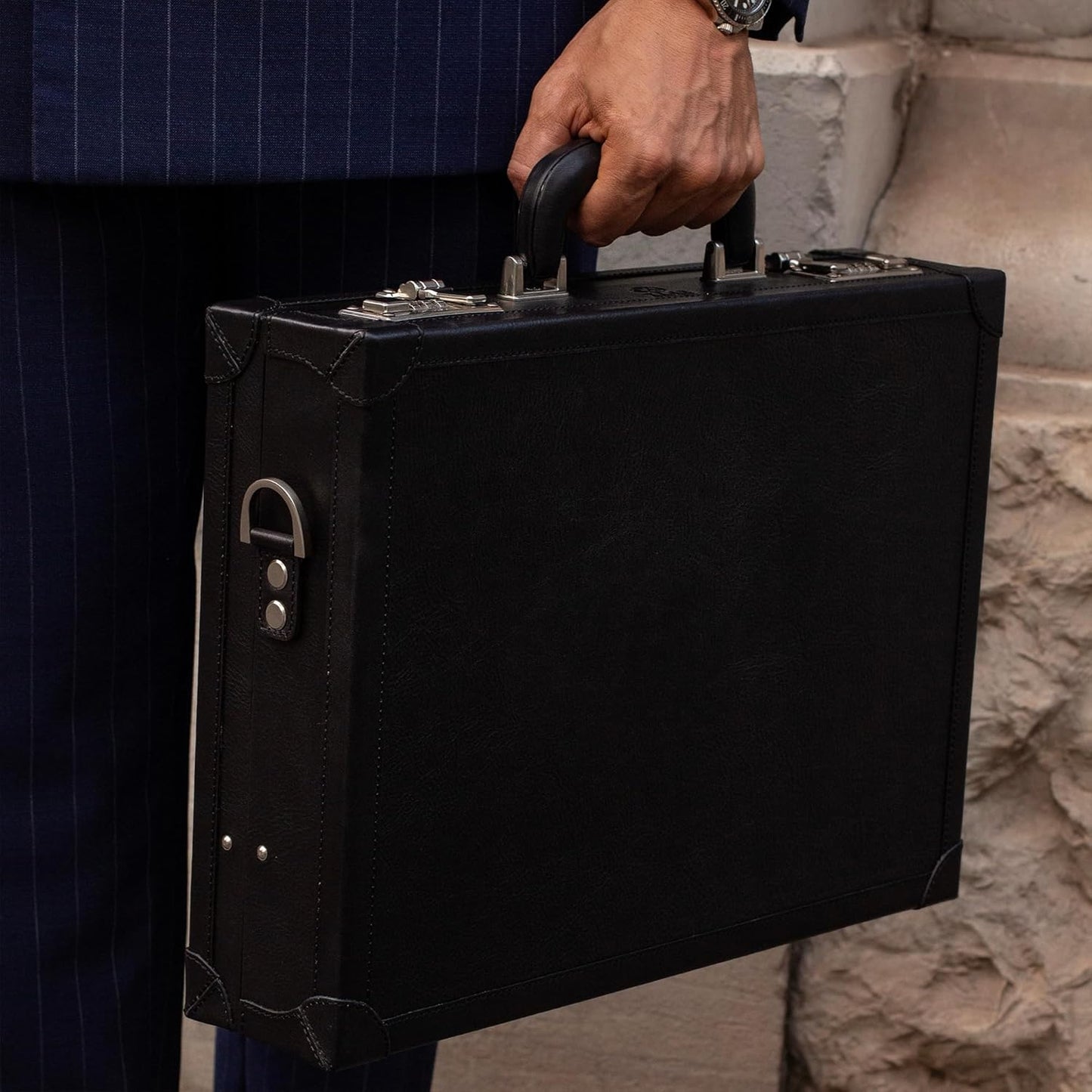 Time Resistance Leather Attache Case - Full Grain Italian Leather Briefcase - Laptop Bag up to 15”