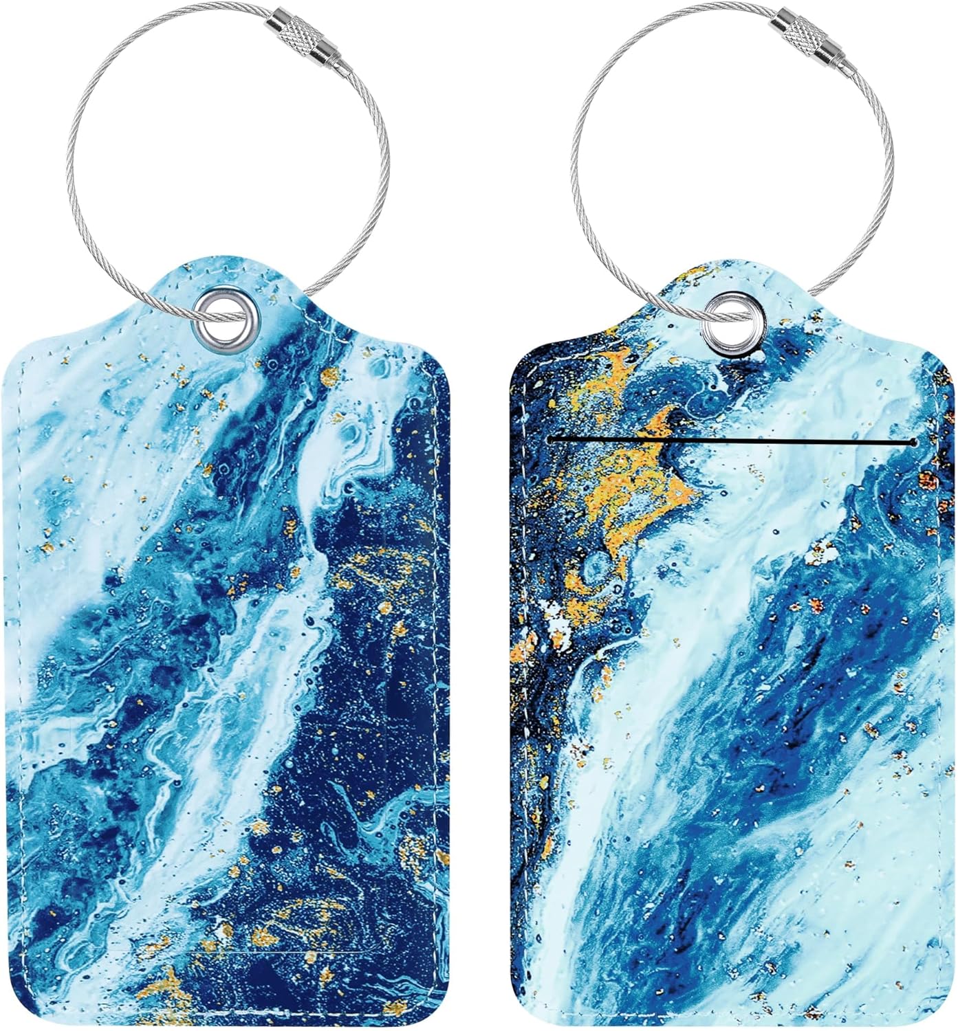Luggage Tags for Suitcases, 2 Pack Cute PU Leather Suitcase Tag Identifiers TSA Approved with Stainless Steel Loop and Address Card for Baggage Tag for Cruise Airport Travel Essentials by Chelmon