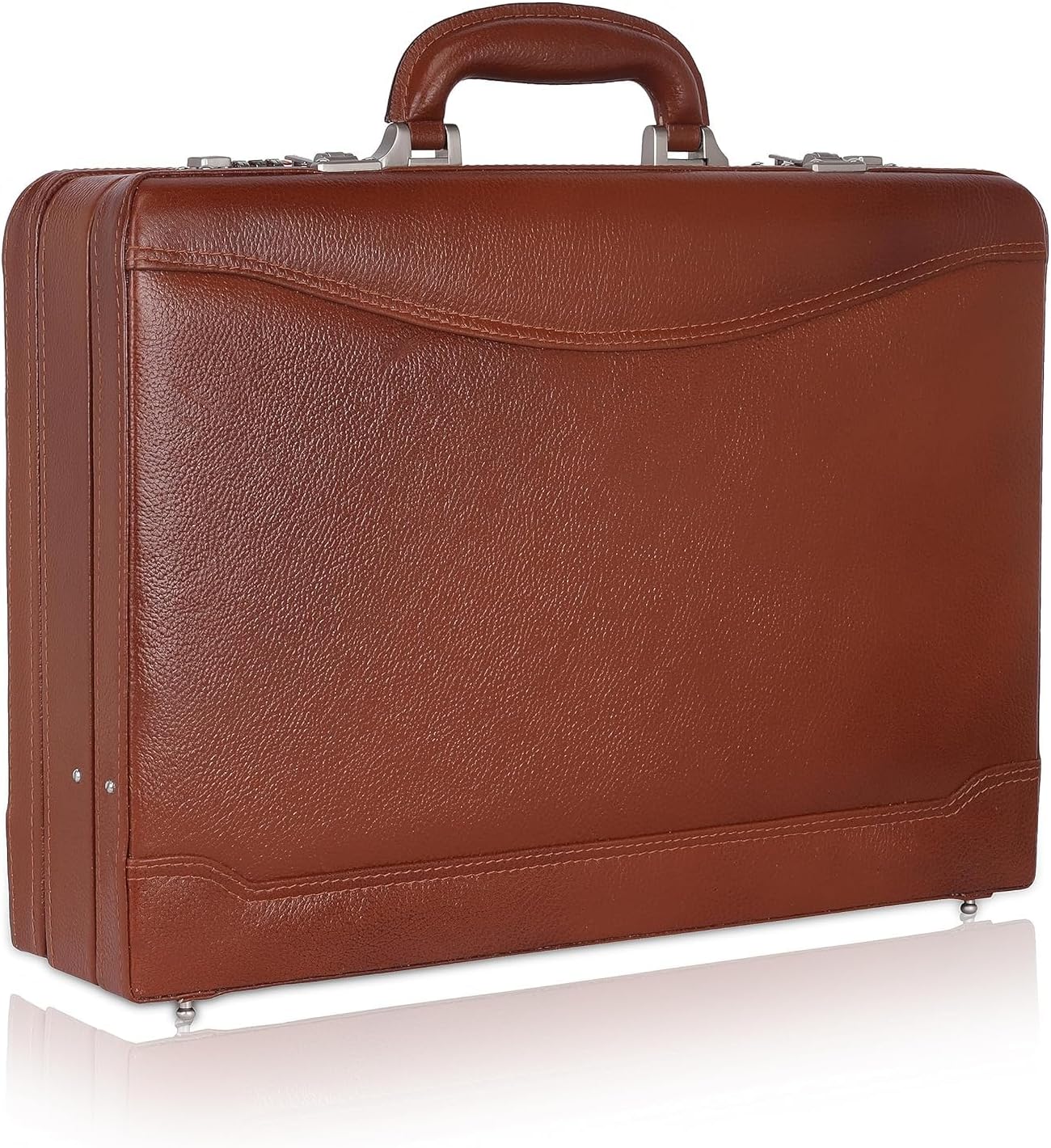 Full Grain Leather Briefcase Attache Case For Unisex Size L18 * W5 * H12 Inches Expandable Briefcase Bag
