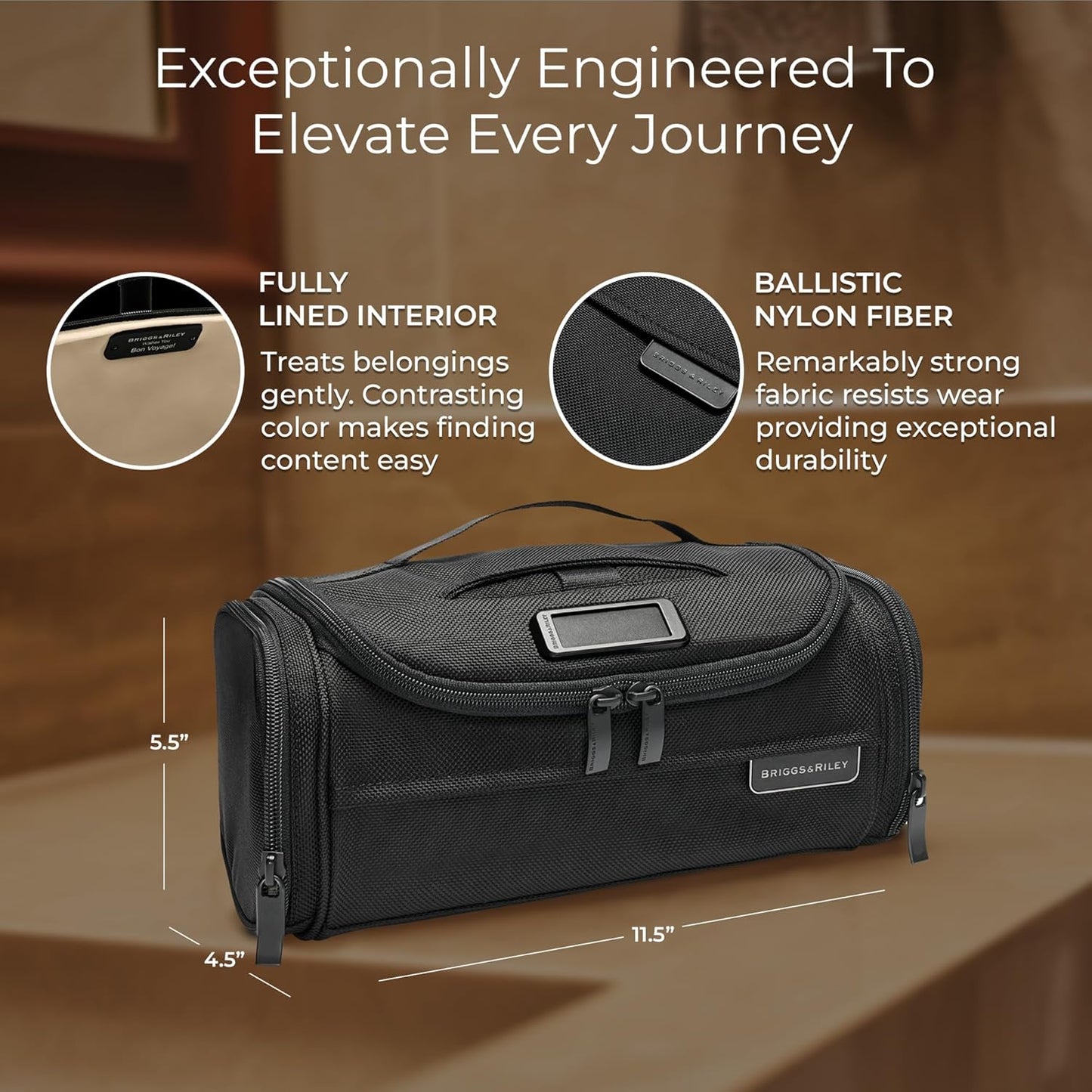 Briggs & Riley Toiletry Kit - Travel Bags for Women & Men, Organizer for Vacation, Dopp Kit for Bathroom Accessories, Makeup, & Skincare