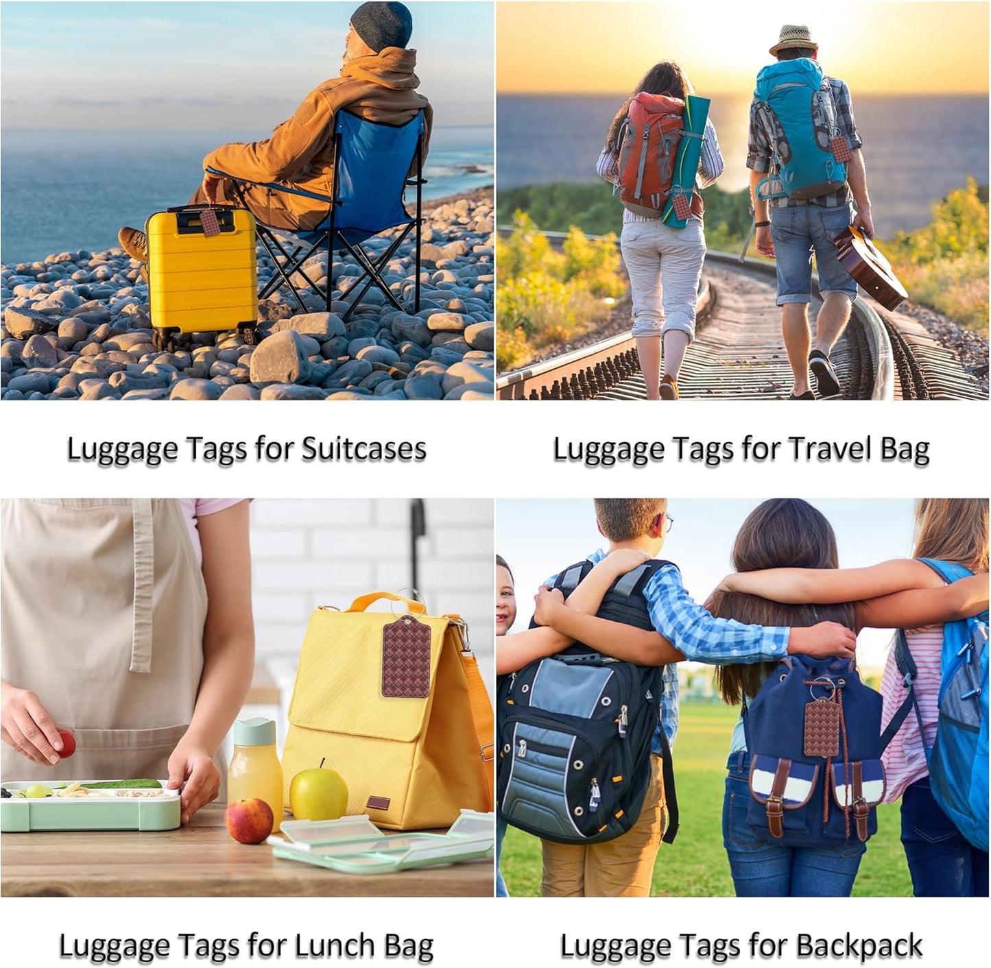 Luggage Tags for Suitcases, 2 Pack Cute PU Leather Luggage Tag TSA Approved with Stainless Steel Loop and Address Card Baggage Tag for Travel&Hotel Stays&Cruise Ships&Shipping and Mailing