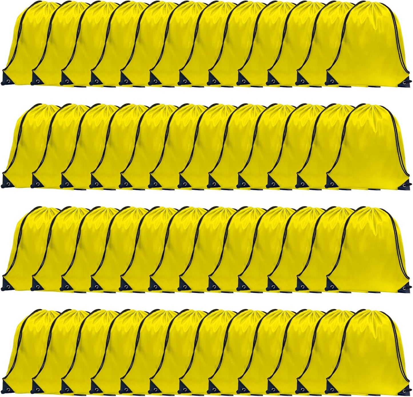 GoodtoU Drawstring Bags, Nylon Backpacks - Drawstring Gym Bags for Sport, Traveling, Team (Yellow, 48Pcs)