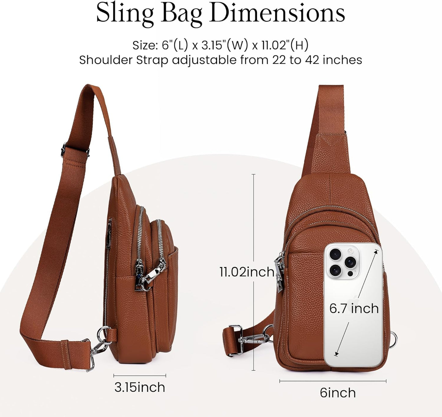 befen Genuine Leather Small Sling Bag for Women Anti-Theft Crossbody Chest Bags Fanny Packs for
