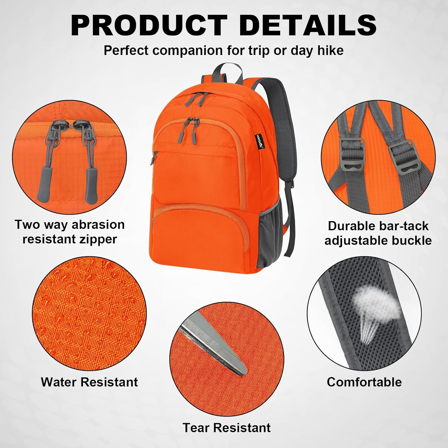 HOLYLUCK 20L lightweight packable Hiking Daypack Foldable Backpack for Men Women Small Travel