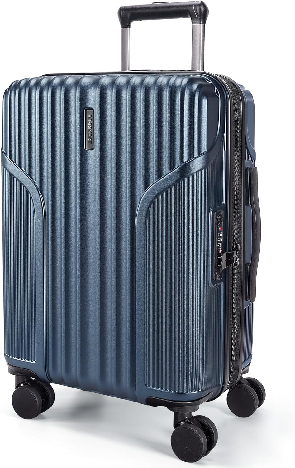 BAGSMART Carry On Luggage 22x14x9 Airline Approved, Lightweight luggage with Spinner Wheels, 20 Inch Expandable Hardside Carry On Suitcase with TSA Lock Rolling Travel suitcase Carry-On, Dark Blue