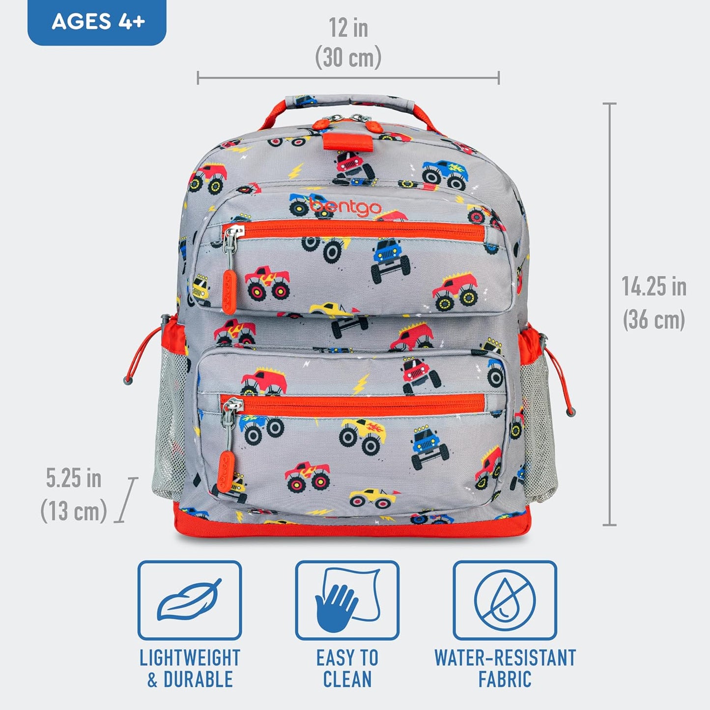 Bentgo Kids Backpack - Lightweight 14” Backpack in Fun Prints for School, Travel, & Daycare, Ideal