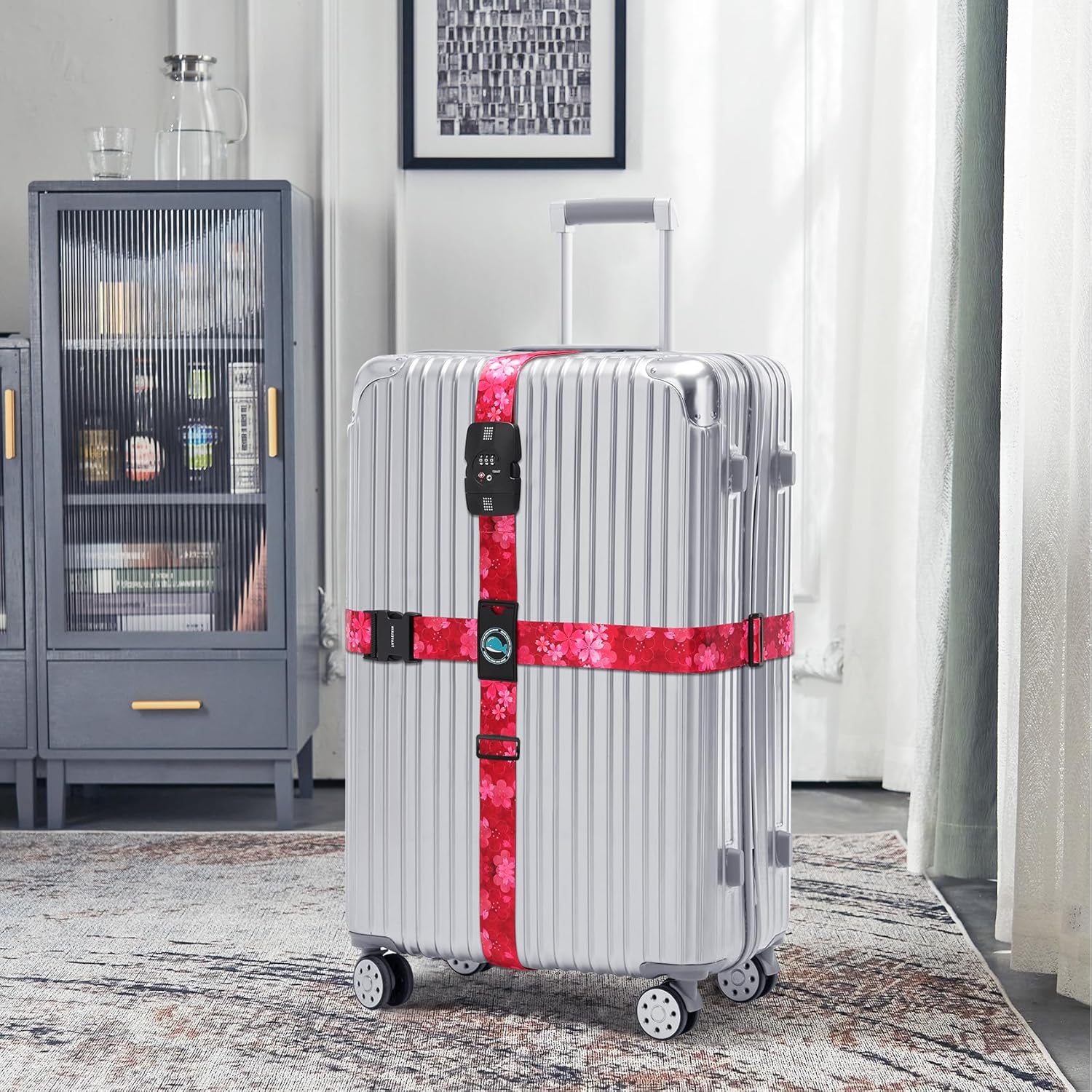 Travelkin Luggage Straps TSA Approved - Adjustable Cross Suitcase Straps with TSA Lock, Reinforced