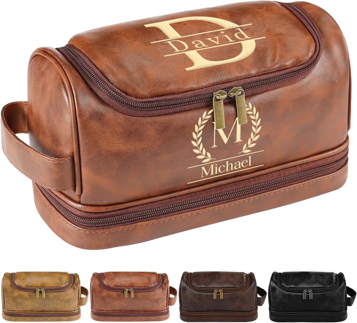 Personalized Toiletry Bag for Men,Gifts for Men,Christmas,Custom Leather Travel Bag Shave Kit,Engraved Pattern Text Dopp Kit,Ideas Gifts for him,Groomsmen,Anniversary,Dad,son,Husband,Father