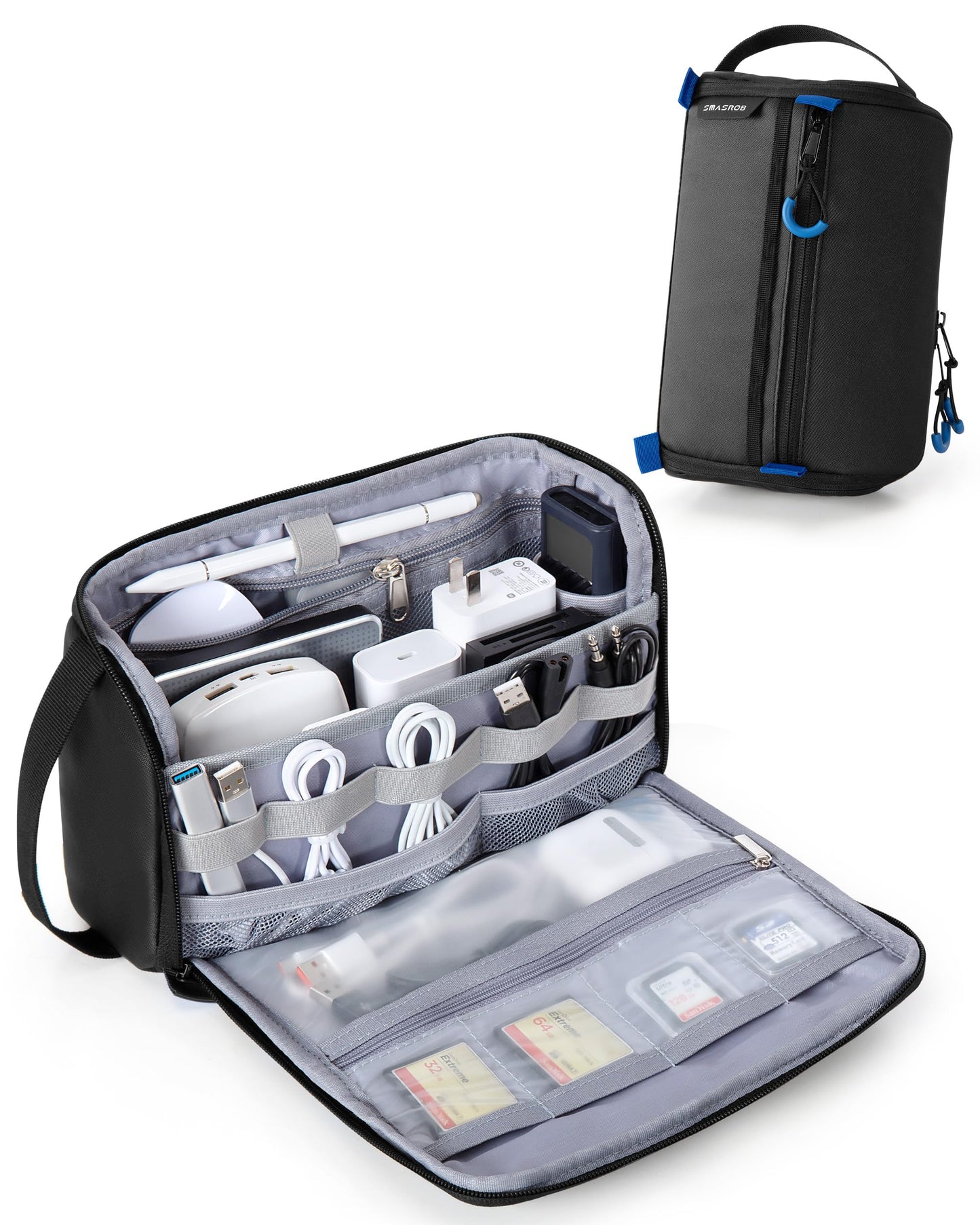 Smasrob Electronics Organizer Travel Case, Tech Bag Charger Pouch, Black