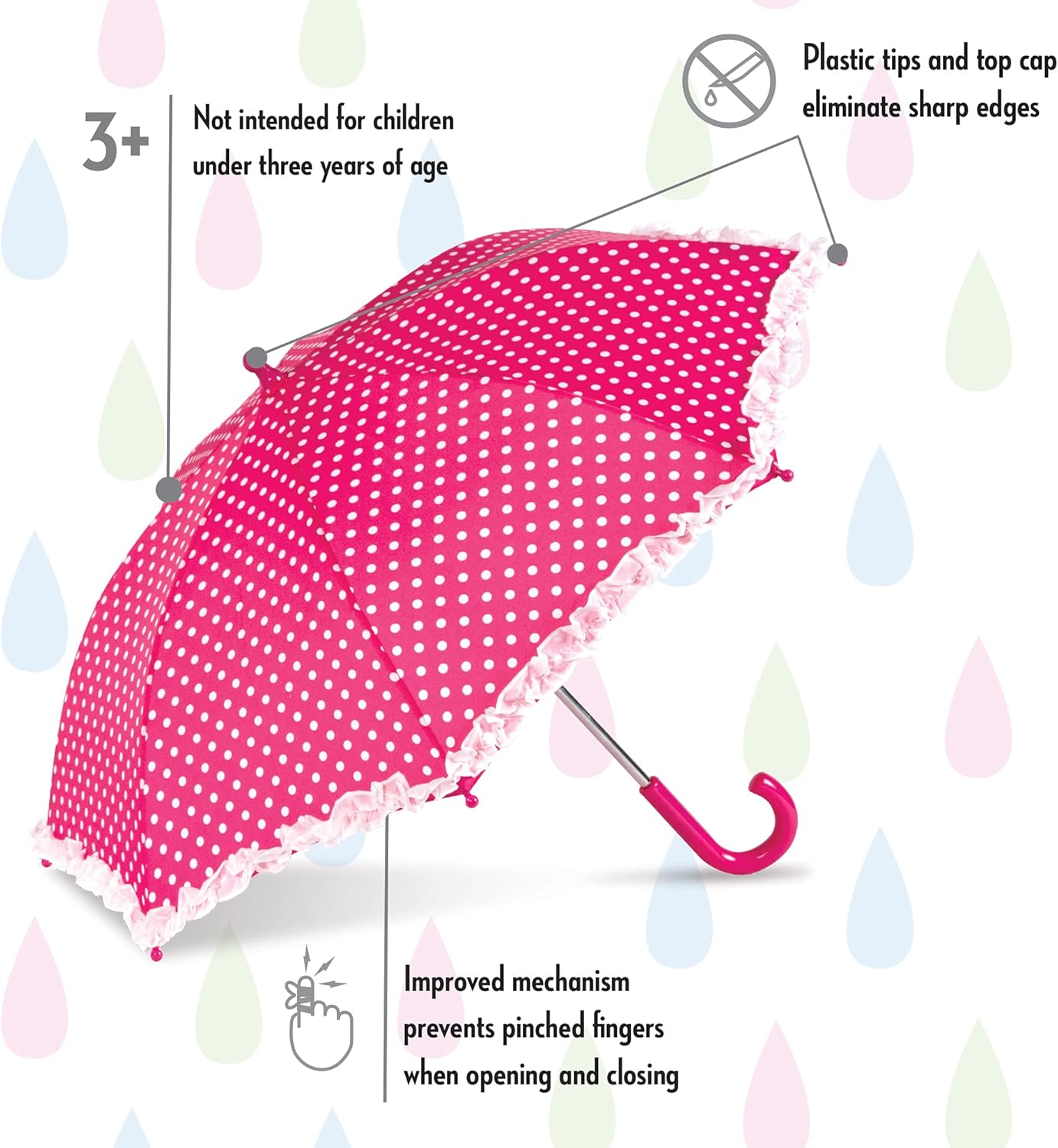 ShedRain Kids Umbrella-Pinch-Proof, Easy Grip Handle- Compact Children's School & Travel Umbrella with Large 33" Arc, Heavy Duty Steel Shaft, Fiberglass Ribs