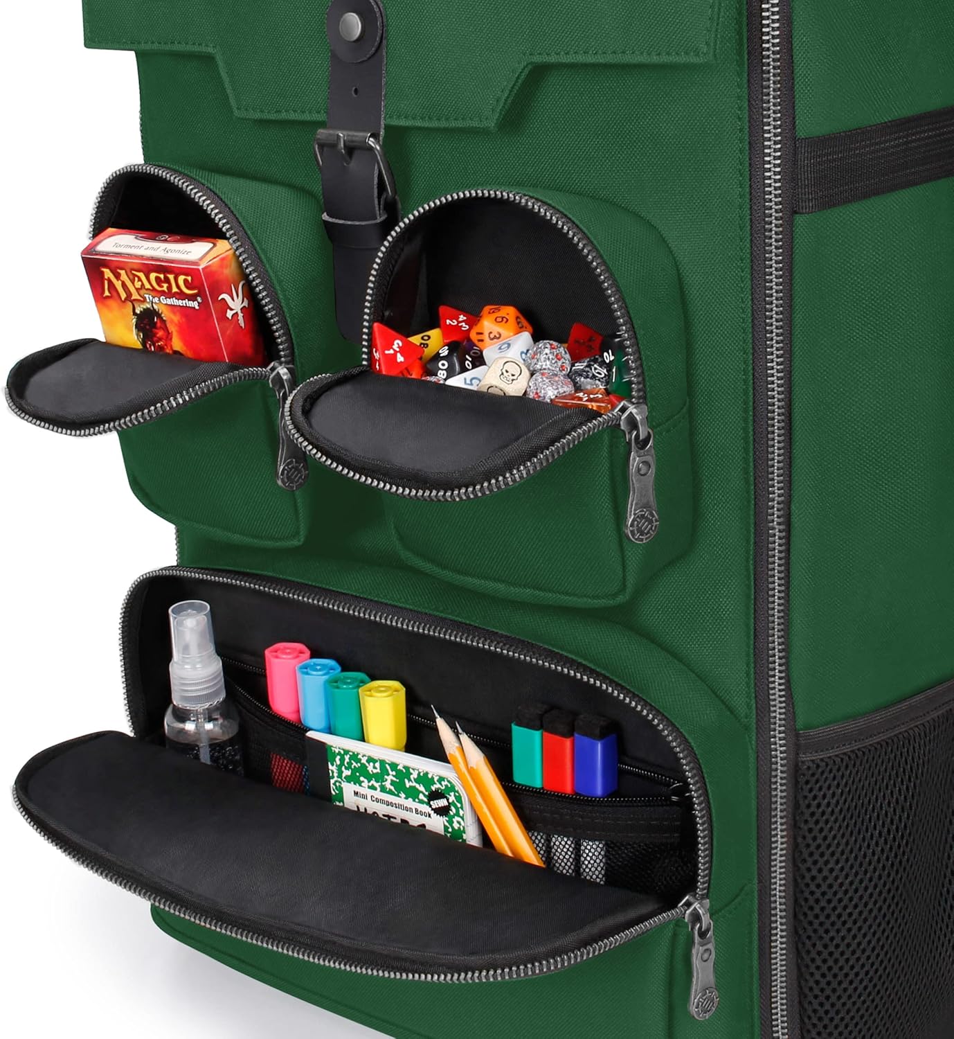 ENHANCE Collector's Edition Board Game Backpack - Reinforced Rigid Board Game Storage with Padded Shoulder Straps, Carrying Handle, and Accessories Pockets for Dice, Card Games, More (Dragon Green)