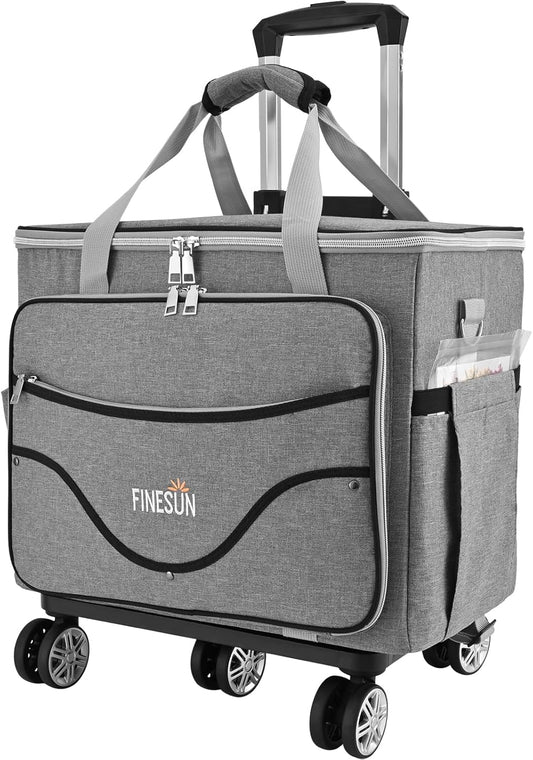 Rolling Tote Bag for Women Teacher Bag Rolling Cart Briefcase with Wheels Carry on Wheeled Bag for Work,Office,Craft Grey