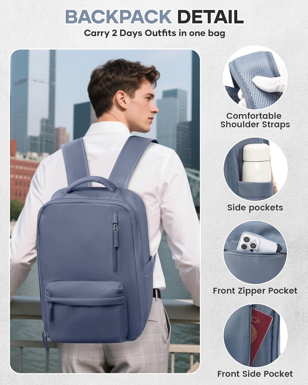 WONHOX Large Travel Backpack Carry on Flight Approved Laptop Work Business Backpack for Women Men Mochila de Viaje