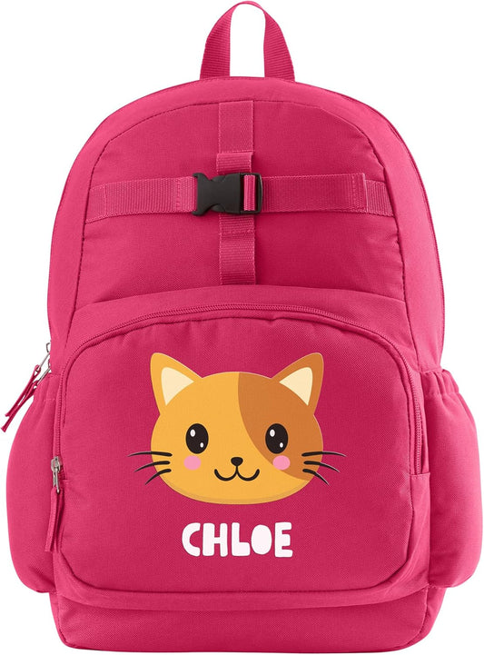 Let's Make Memories Personalized Kids Backpack - Backpack for School - For Animal Lovers - Back to School - Bookbag - Matching Lunchbox/Water Bottle Sold Separately - Pink - Cat