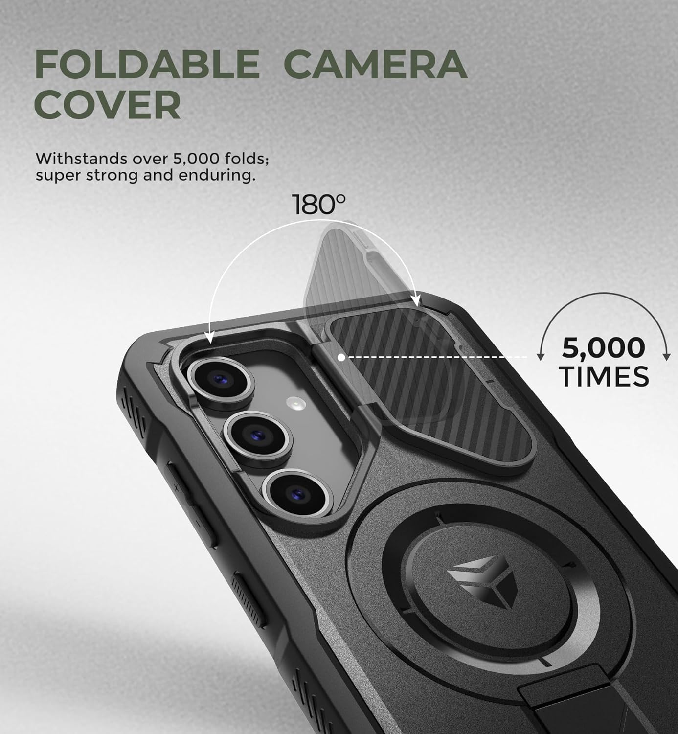 Dexnor for Samsung Galaxy S24 FE Case with Camera Cover & Adjustable Kickstand & Built-in Screen Protector, Magnetic Rugged Shockproof Bumper Cases Heavy-Duty Magnetic Protective Cover,Black